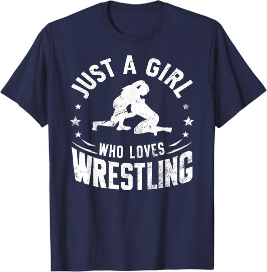 Just A Girl Who Loves Wrestling - Wrestler Girl & Women T-Shirt - T-Shirt | Navy