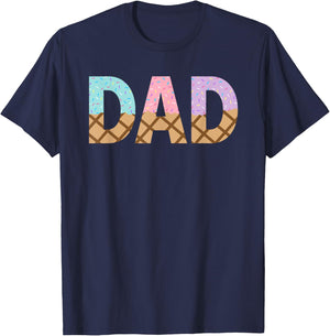 Dad Of 1st First Birthday Girl Ice Cream T-Shirt - T-Shirt | Navy