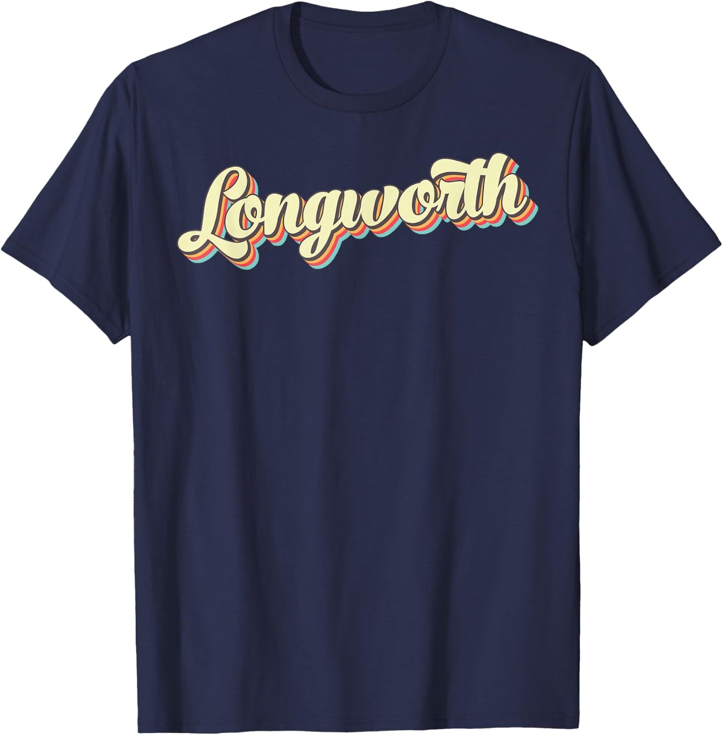 Longworth Retro Art Baseball Font Vintage T-Shirt - T-Shirt | Navy