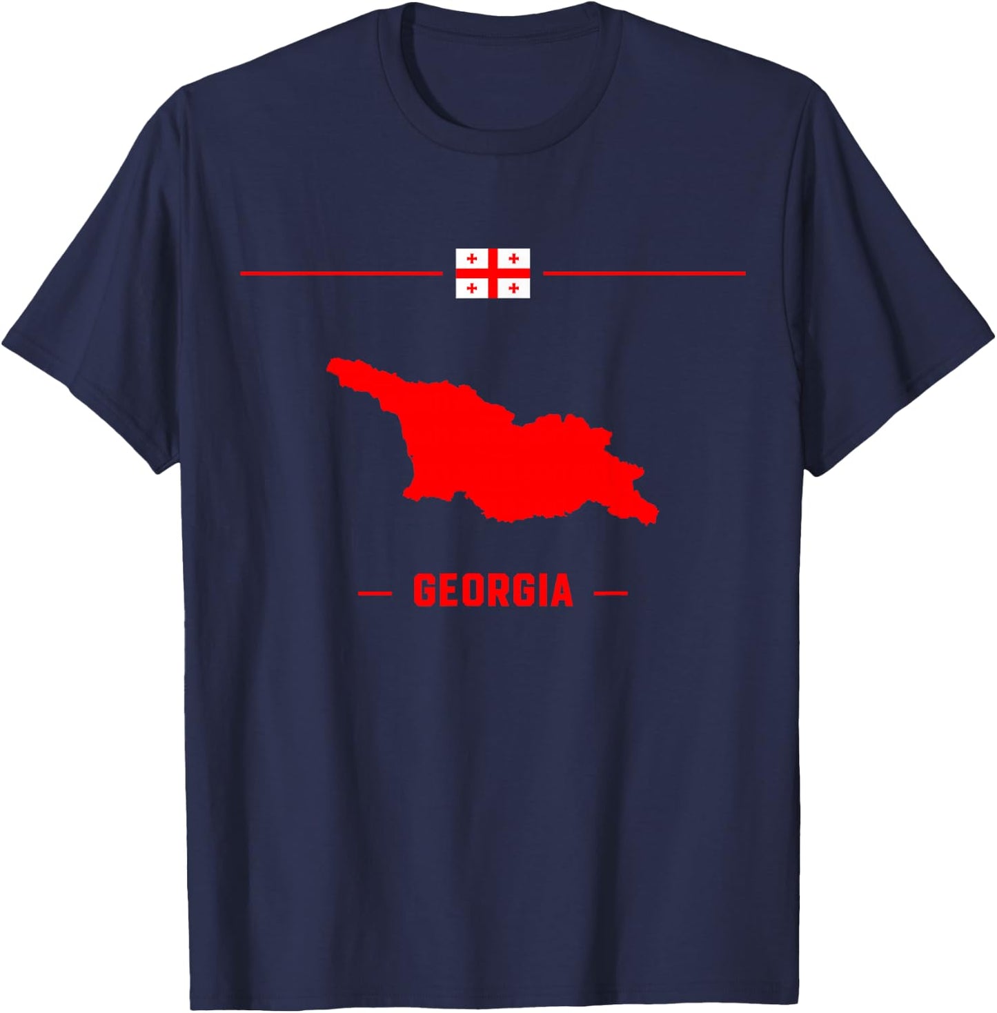 Map of Georgia isolated with flag and name of the country T-Shirt - T-Shirt | Navy