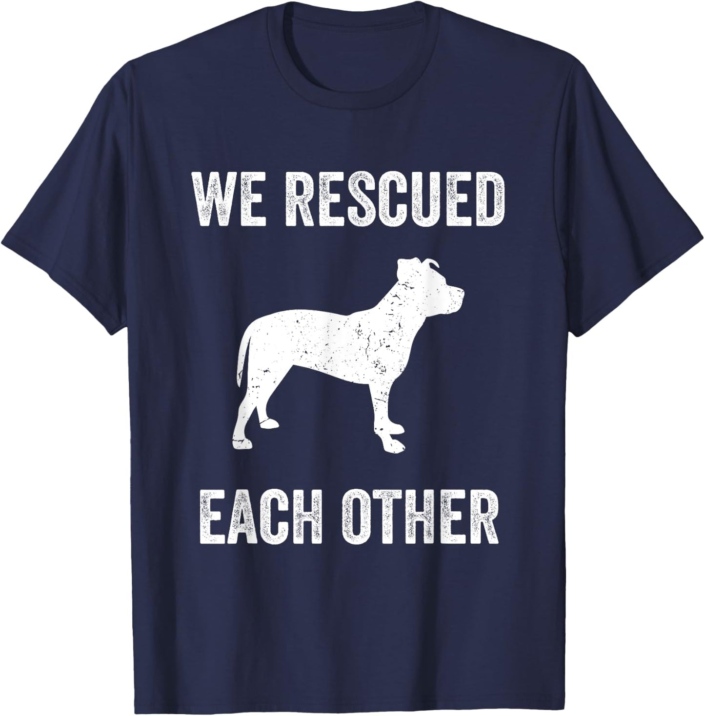 We Rescued Each Other Adopt Pitbull Dog Vintage Gift T-Shirt - T-Shirt | Navy