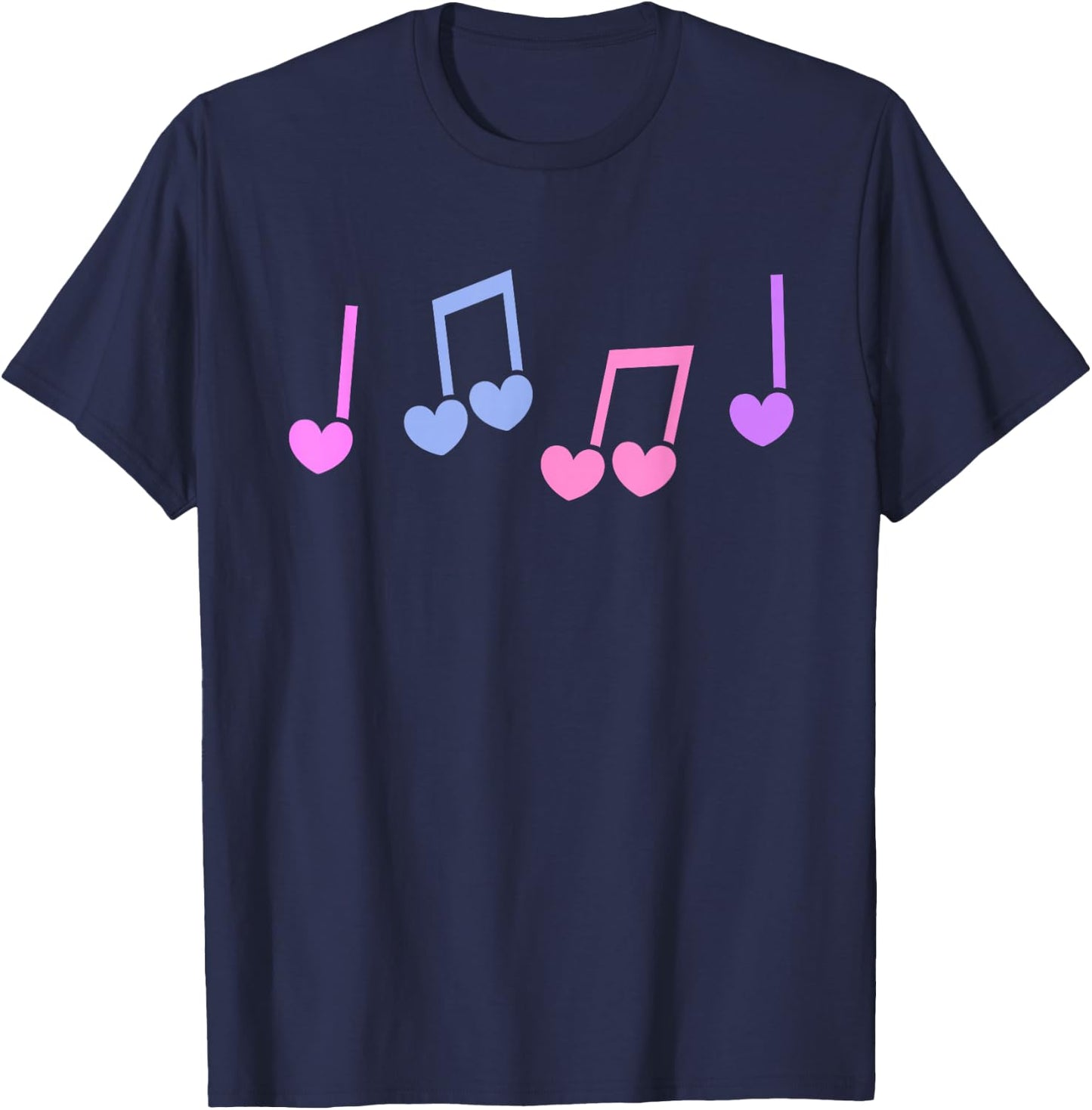 Music Heart Music Note Funny Musician Kids Girls Music T-Shirt - T-Shirt | Navy