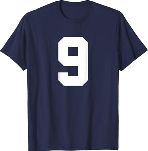 Number 9 (on Back) Sports Team Jersey Number T-Shirt - T-Shirt | Navy