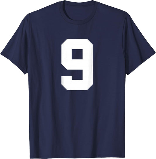 Number 9 (on Back) Sports Team Jersey Number T-Shirt - T-Shirt | Navy