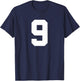 Number 9 (on Back) Sports Team Jersey Number T-Shirt - T-Shirt | Navy