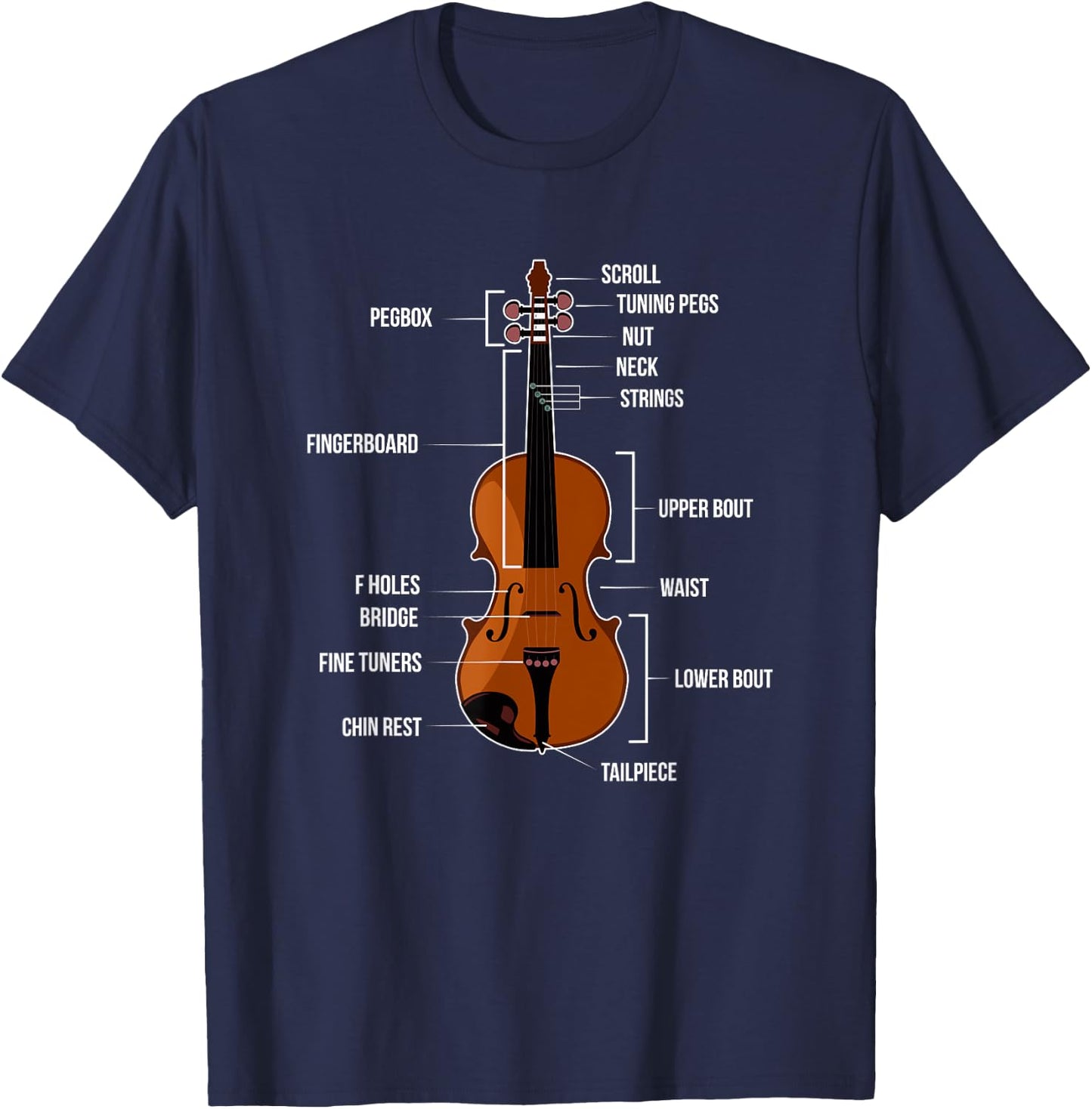 Music Orchestra Viola Anatomy Of Violin Violinist Player T-Shirt - T-Shirt | Navy