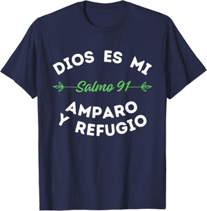 Psalms 91 or Salmo 91, Christian Bible Verses in Spanish T-Shirt - T-Shirt | Navy
