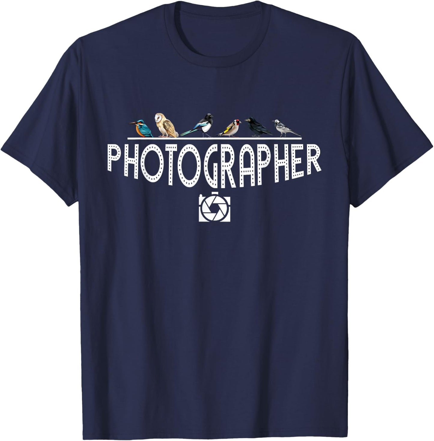Retro Vintage Bird Photographer Silhouette T-Shirt - T-Shirt | Navy