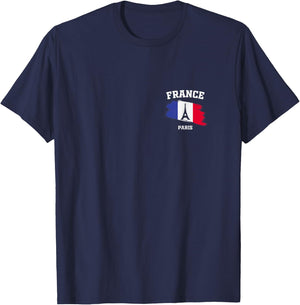 Eiffel Tower Paris France French Flag Vacation Parisian T-Shirt - T-Shirt | Navy
