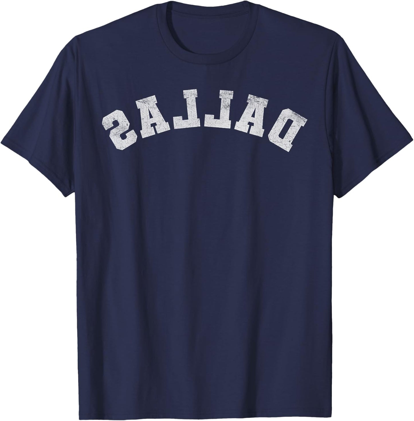 Dallas Upside Down Reverse Dallas Texas Athletic Men Women T-Shirt - T-Shirt | Navy