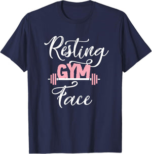 Resting Gym Face Funny Cool Workout Fitness Saying Quote T-Shirt - T-Shirt | Navy