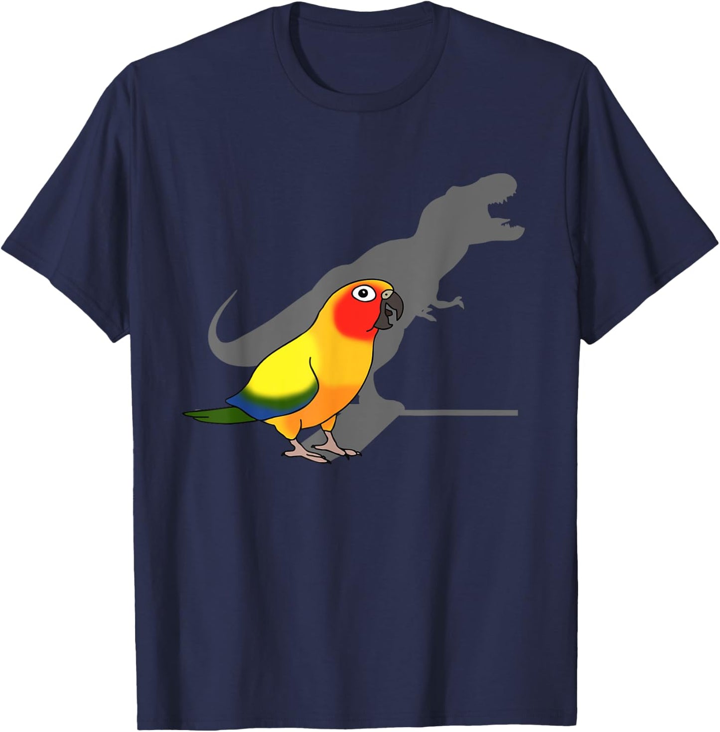 Cute Screaming Parrot, Birb Memes, Funny T-Rex Sun Conure T-Shirt - T-Shirt | Navy