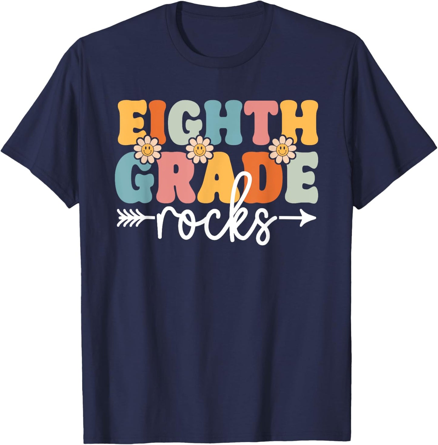 Eighth Grade Rocks Back To School Teachers Students Men Women Kids T-Shirt - T-Shirt | Navy
