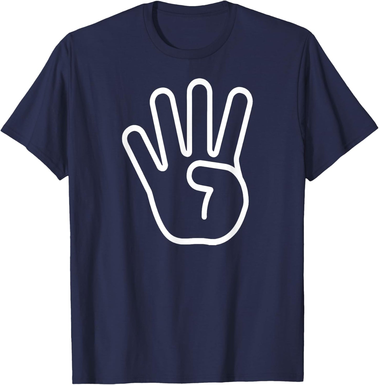 Kids 4th Birthday Fingers Four Years Old Boys Girls T-Shirt - T-Shirt | Navy