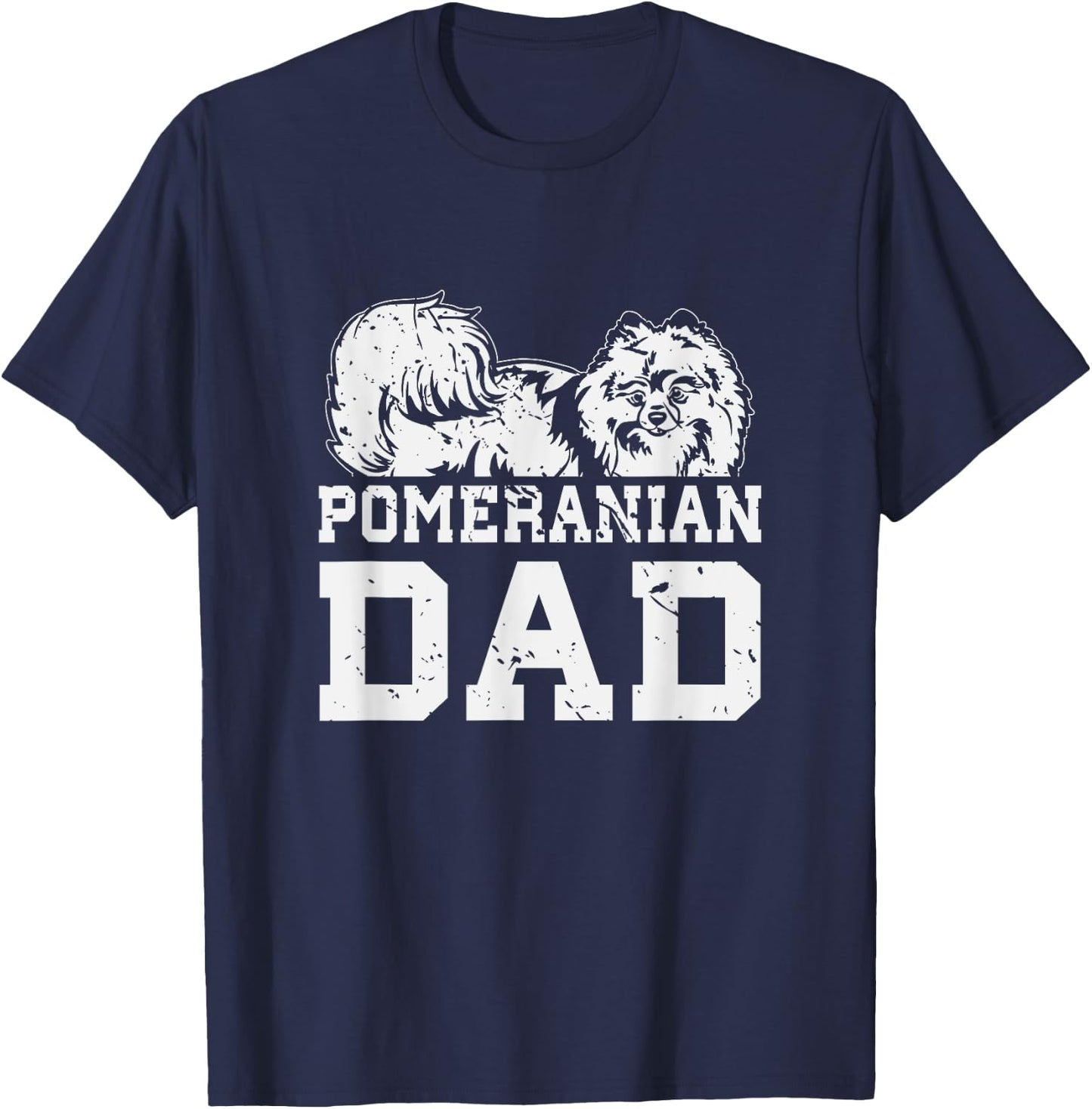 Dog Breed Funny Fathers Day Gift Pomeranian T-Shirt - T-Shirt | Navy