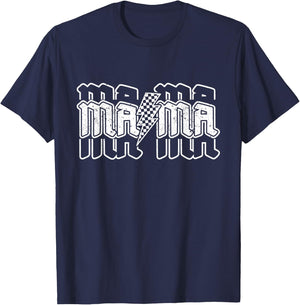 Checkered Mama Lightning Bolt Mother's Day For Mom Mother T-Shirt - T-Shirt | Navy