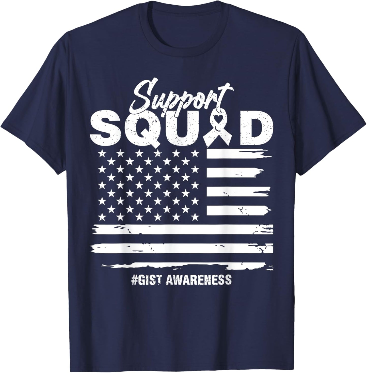 USA Flag Purple Ribbon Support GIST Awareness Squad Men T-Shirt - T-Shirt | Navy