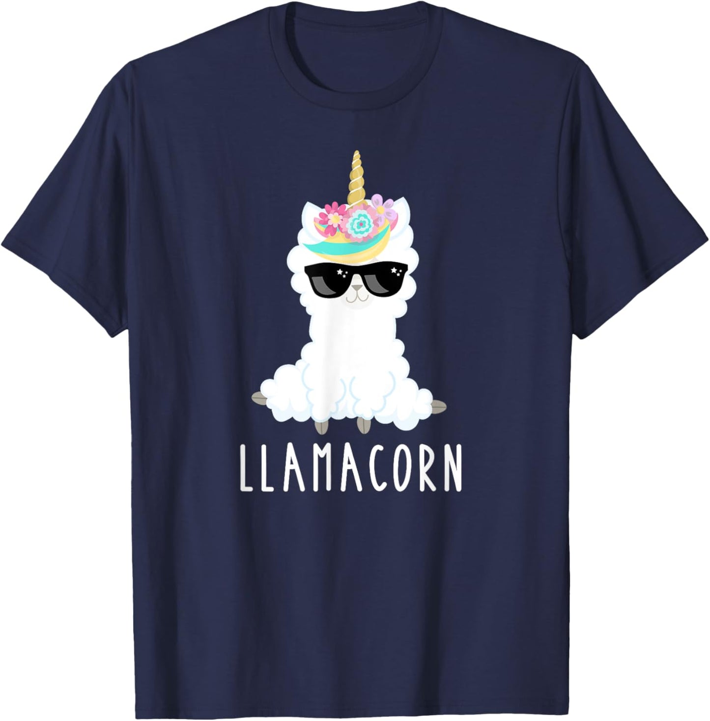 Llamacorn Shirt Girls Llama Unicorn Funny Kids Gift T-Shirt - T-Shirt | Navy
