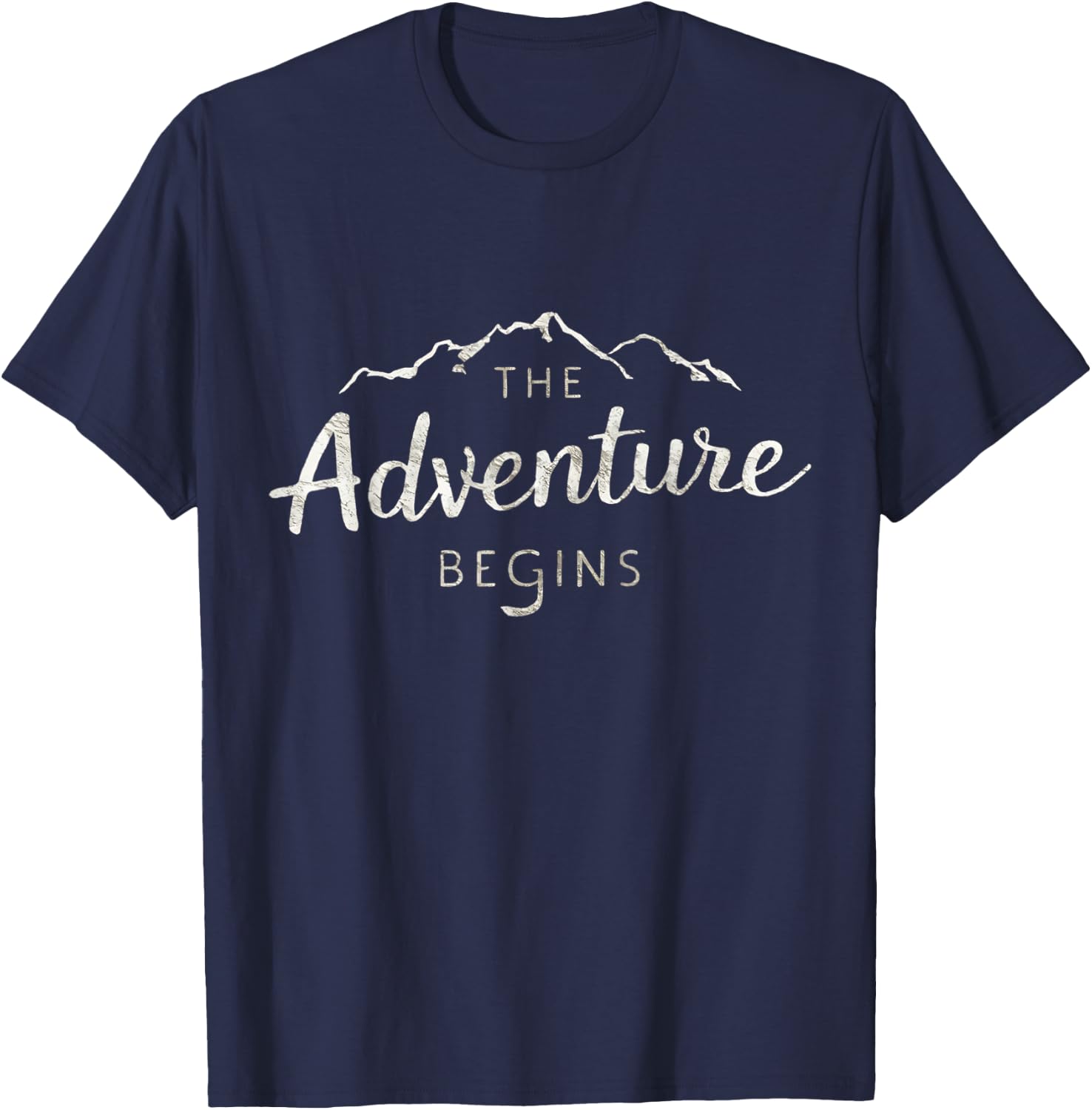 THE ADVENTURE BEGINS Funny Road Trip Camping Life Men Women T-Shirt - T-Shirt | Navy