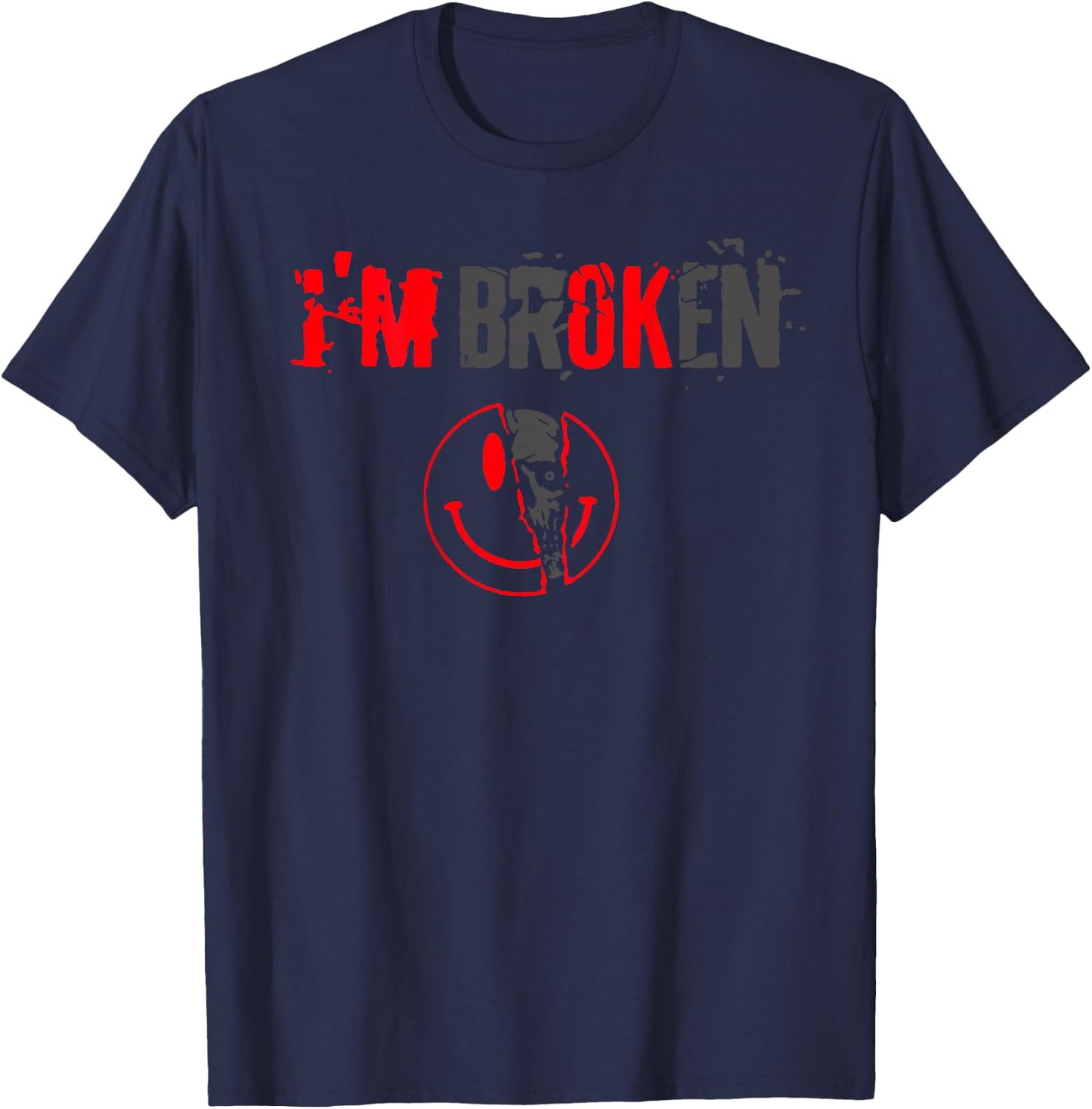 I'm OK I’m Broken Invisible Skeleton Face (on back) T-Shirt - T-Shirt | Navy