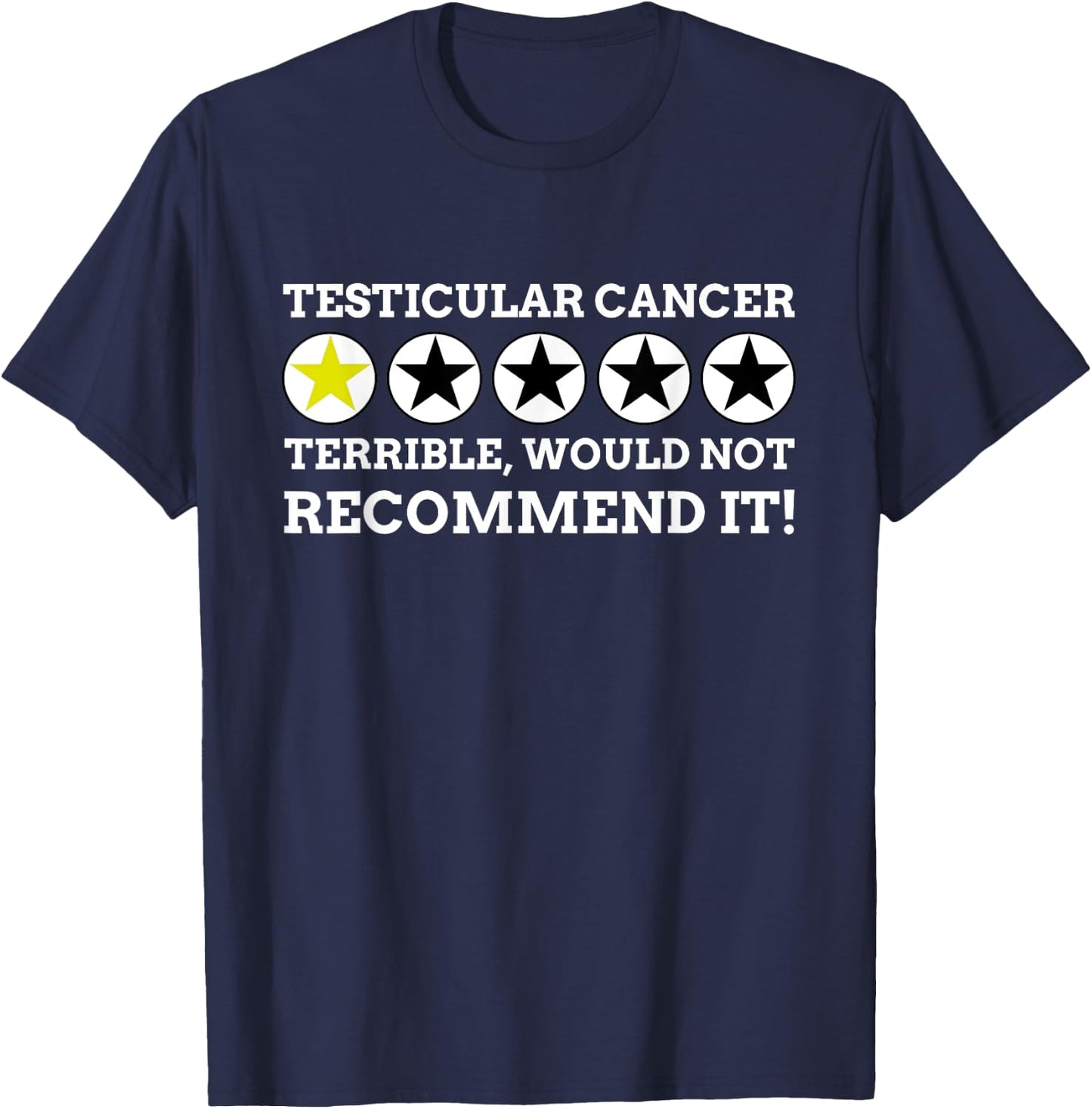 Funny Radical Testicular Cancer - Black, , Small, Modern Letter Print, , Short Sleeve T-Shirt - T-Shirt | Navy