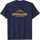 Vintage Spokane Washington Retro Throwback Mountain Graphic T-Shirt - T-Shirt | Navy