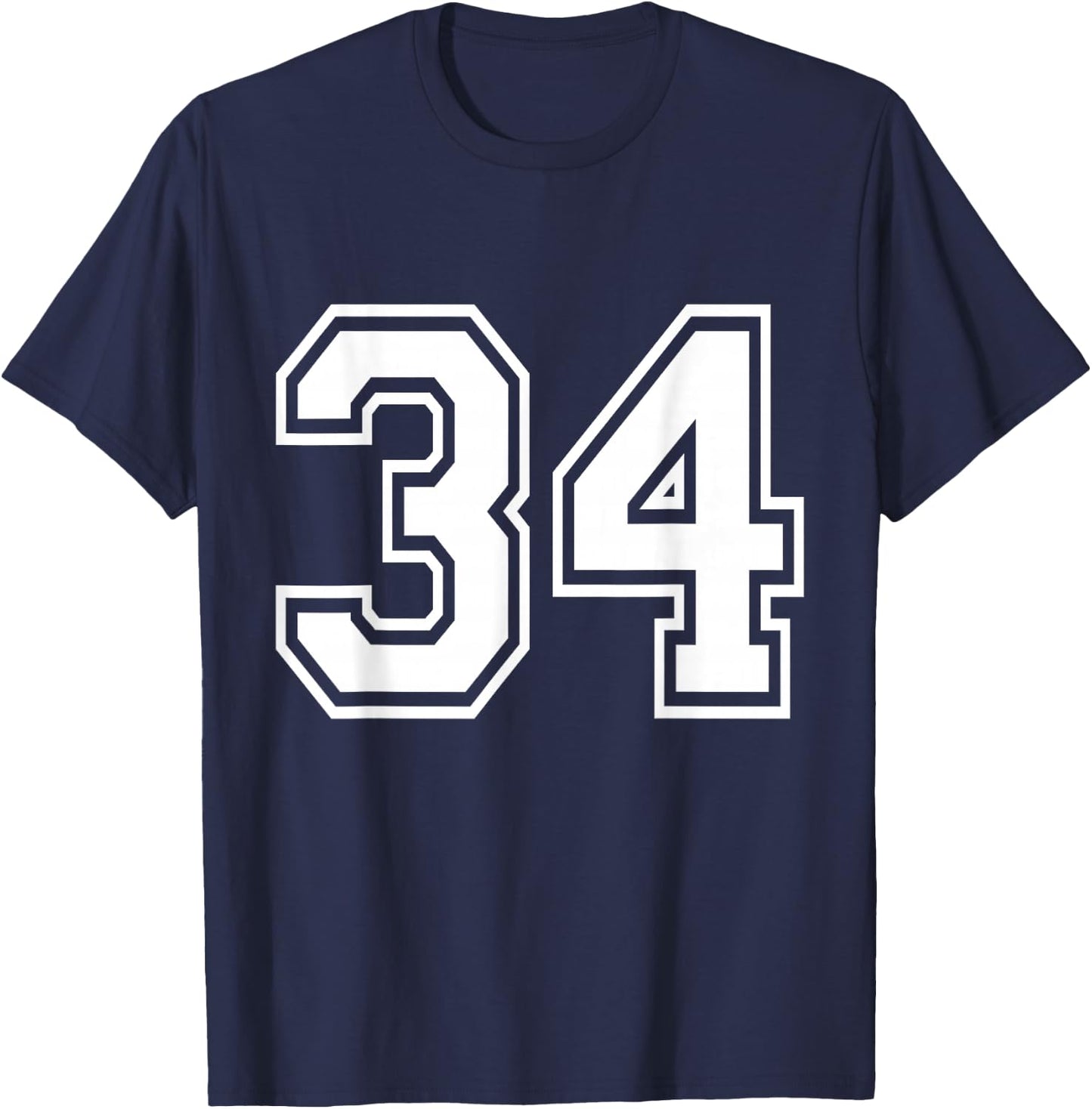 Number 34 Varsity Sports Team Jersey 34th Birthday 34 Years T-Shirt - T-Shirt | Navy