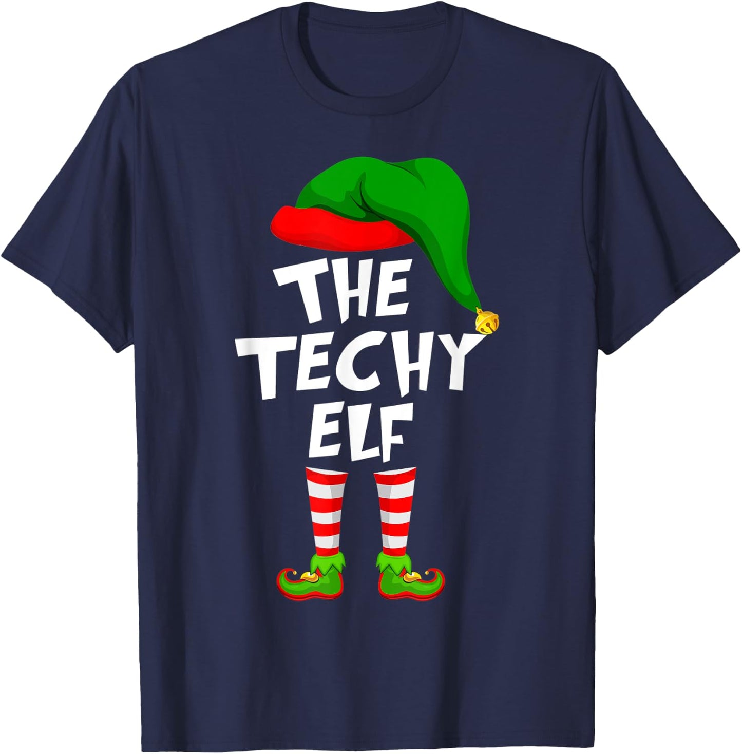 Funny Matching Family Christmas The Techy Elf T-Shirt - T-Shirt | Navy