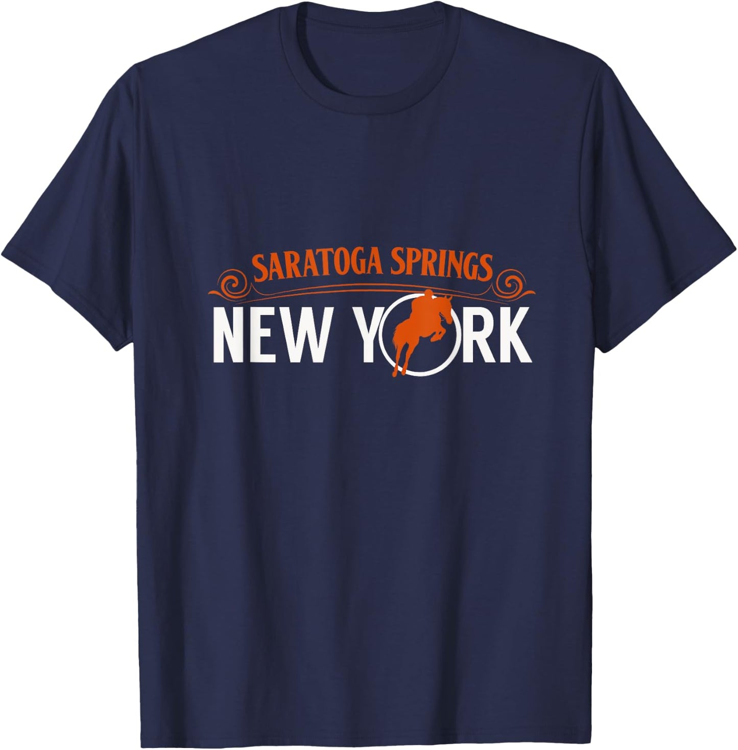 Saratoga Springs New York Horse Racing Jockey T-Shirt - T-Shirt | Navy