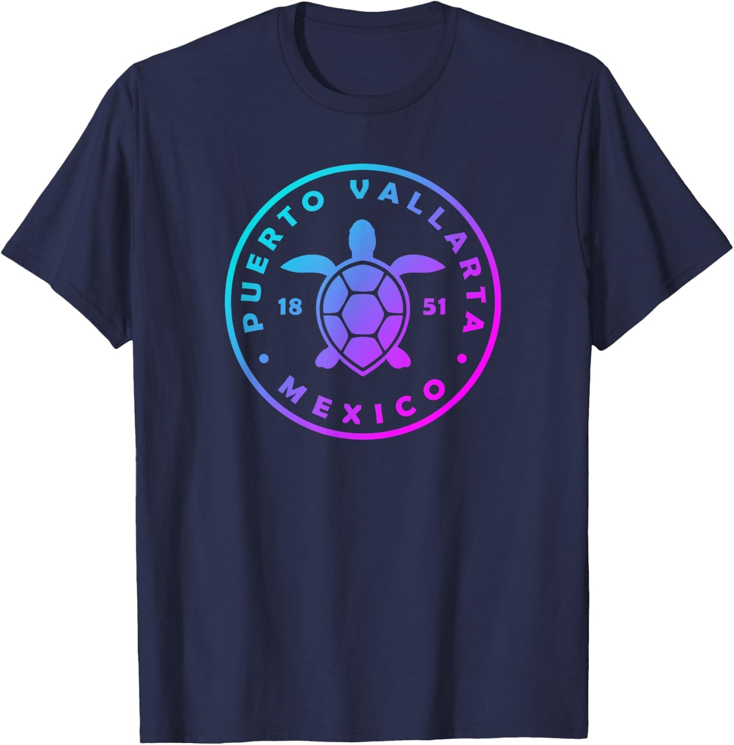 Puerto Vallarta Mexico Sea Turtle Colorful Vacation Souvenir T-Shirt - T-Shirt | Navy