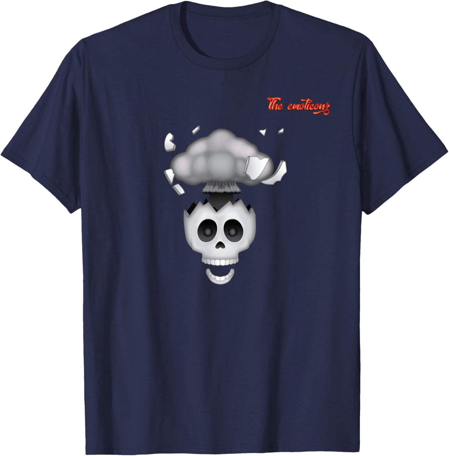 Emoji Head Exploding Skull Face T-Shirt - T-Shirt | Navy