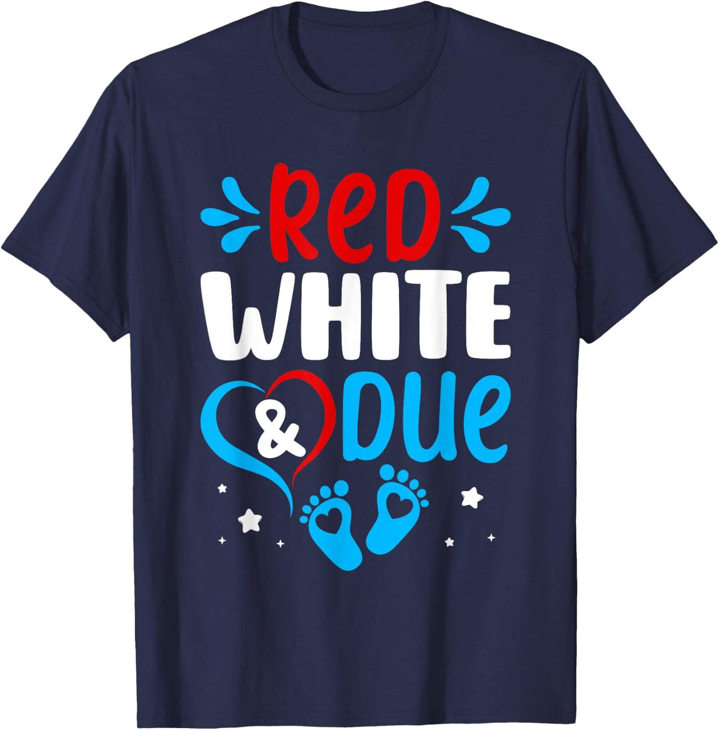Red White Baby Due Shower 4th Of July Pregnancy Announcement T-Shirt - T-Shirt | Navy