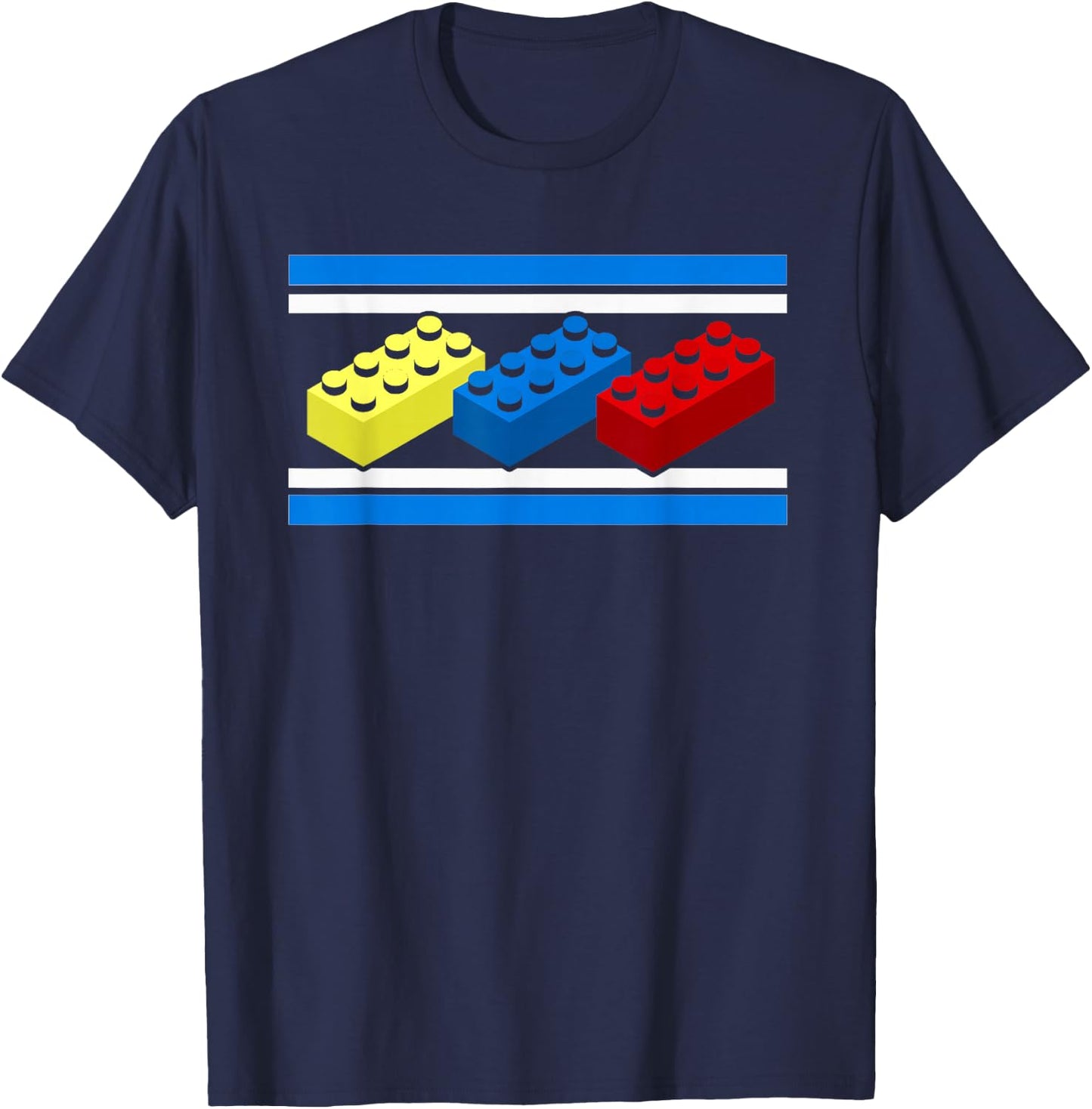 Building Bricks Blocks Master Builder Engineer Construction T-Shirt - T-Shirt | Navy