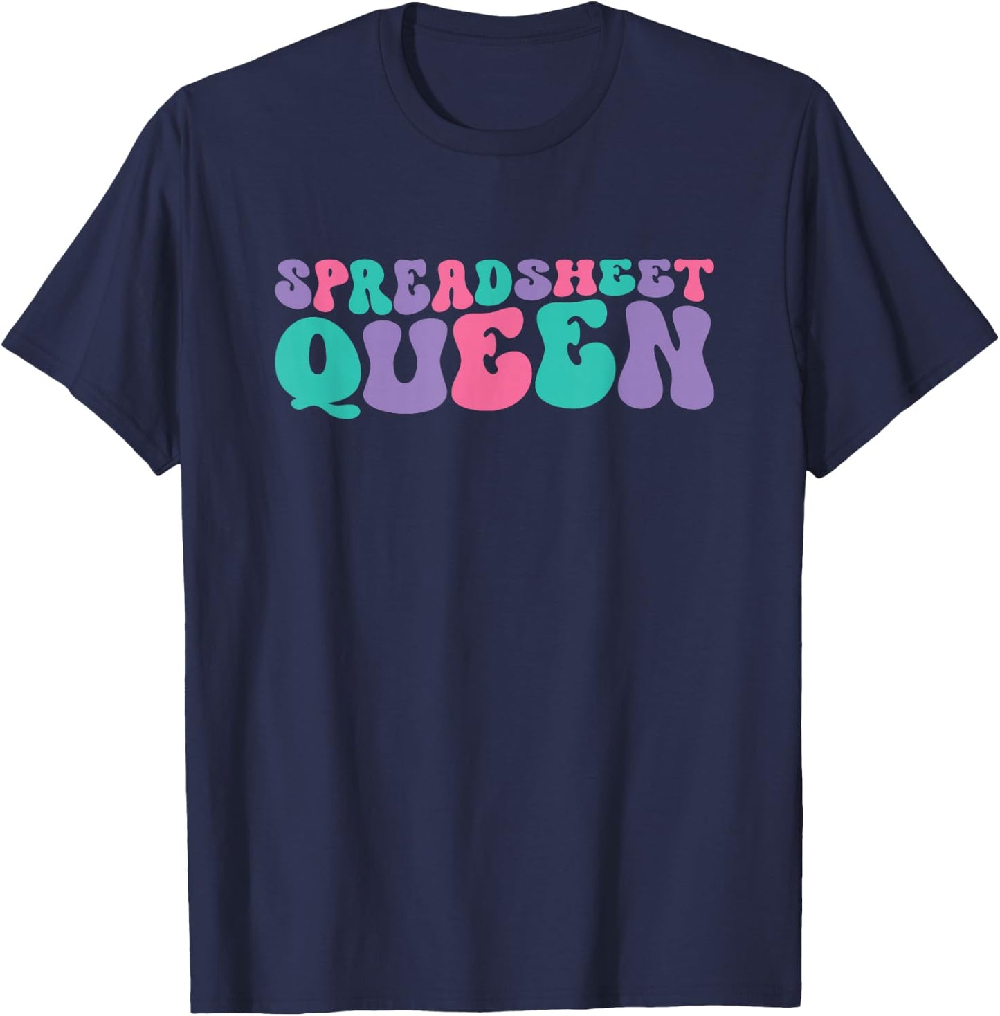 Spreadsheet Queen Spreadsheets Retro Vintage Groovy T-Shirt - T-Shirt | Navy