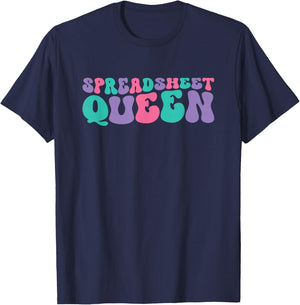 Spreadsheet Queen Spreadsheets Retro Vintage Groovy T-Shirt - T-Shirt | Navy