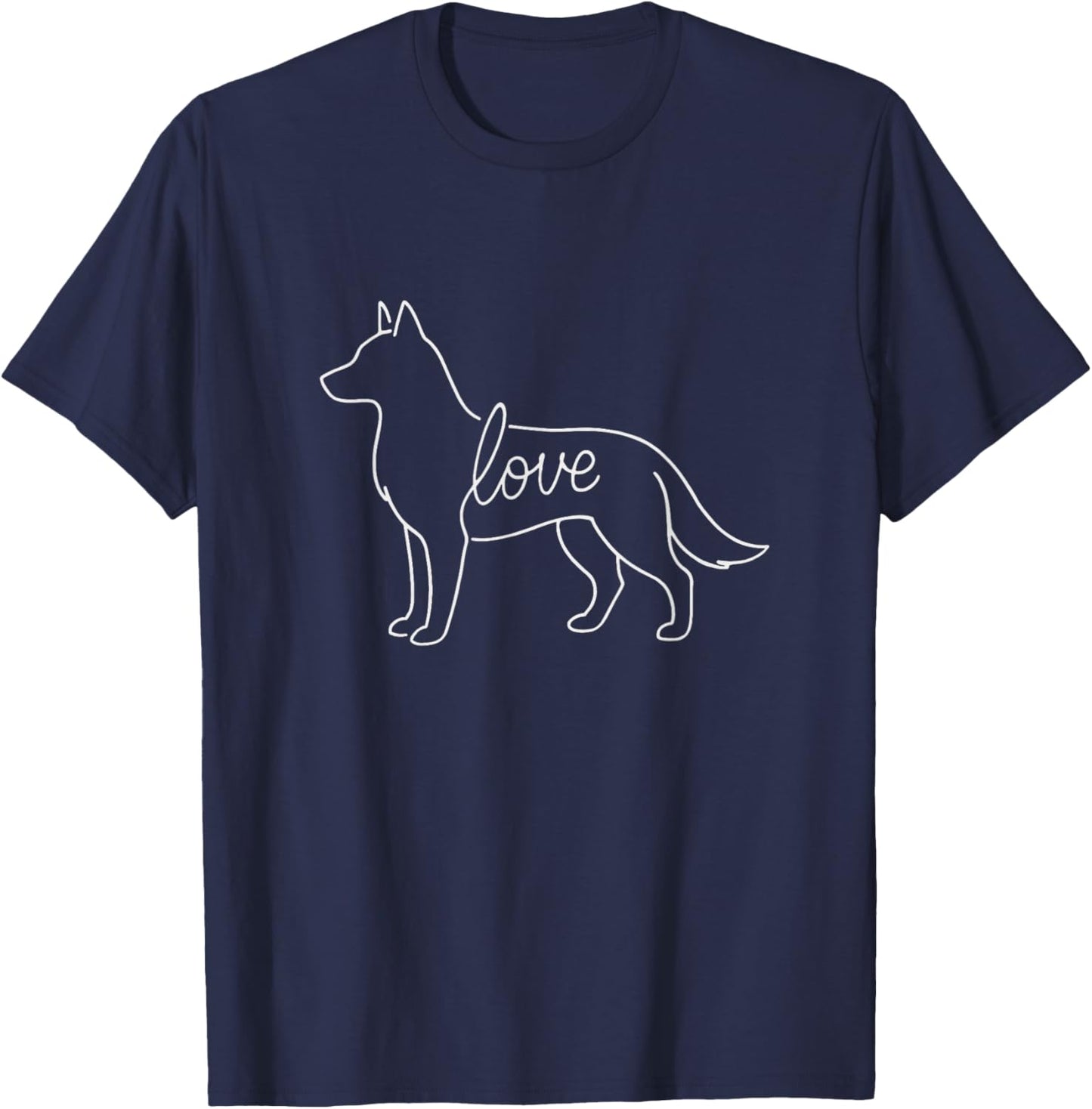 Husky Love Minimalist Line Art Design Siberian Husky Dog Men Women Kids T-Shirt - T-Shirt | Navy