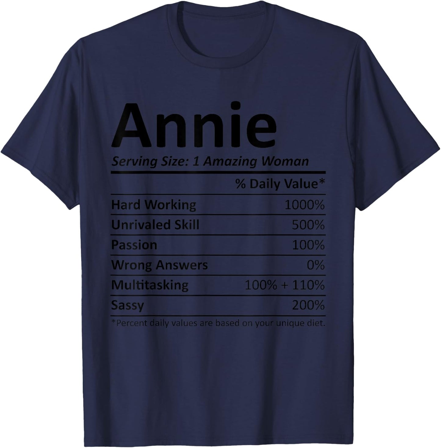 ANNIE Nutrition Personalized Name Funny Christmas Gift T-Shirt - T-Shirt | Navy