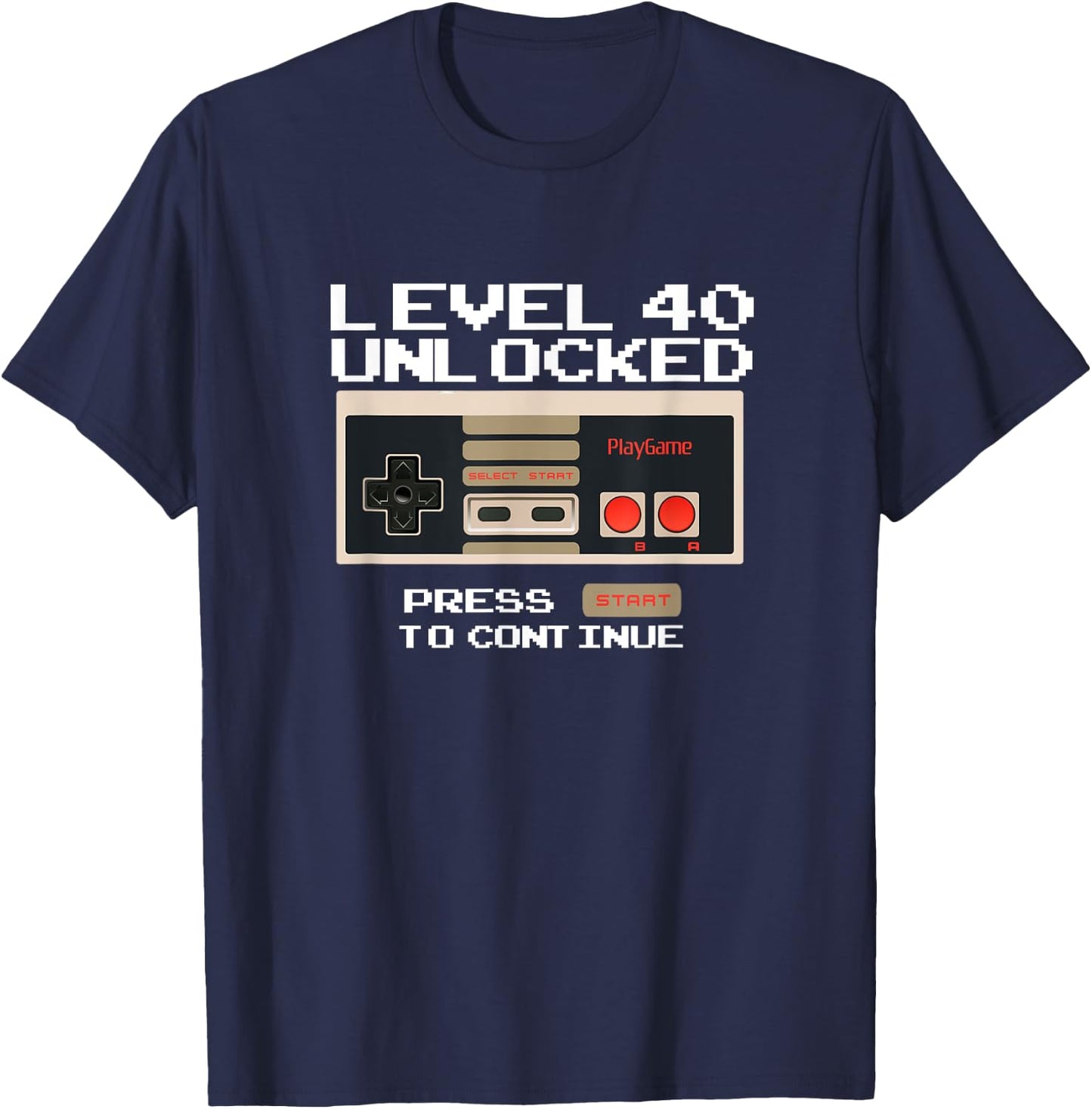 Level 40 Unlocked Video Gamer 40th Birthday T-Shirt - T-Shirt | Navy