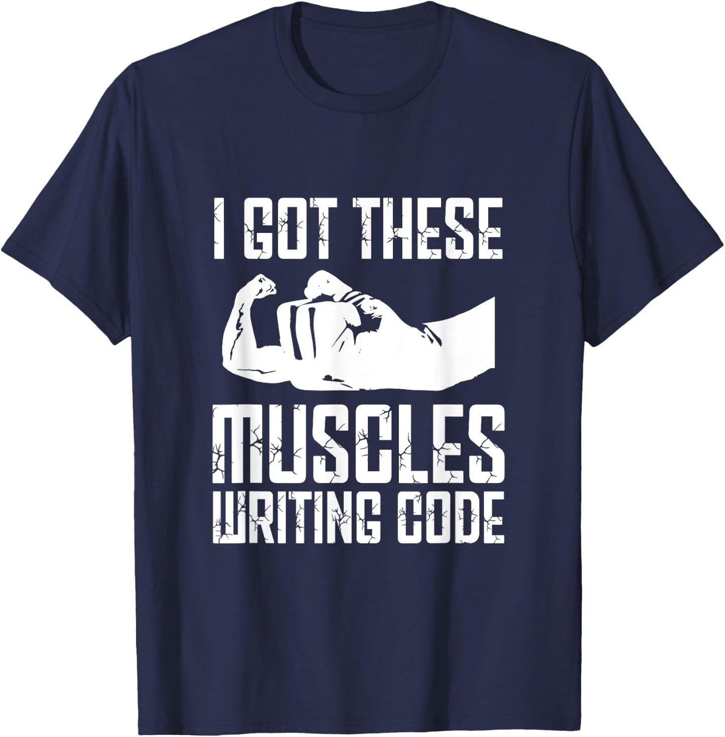 Funny Programming Programmer Muscles Coder Software Engineer T-Shirt - T-Shirt | Navy