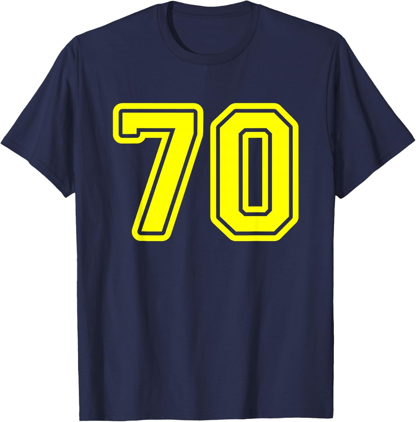 Yellow Sport Team Number #70 T-Shirt - T-Shirt | Navy