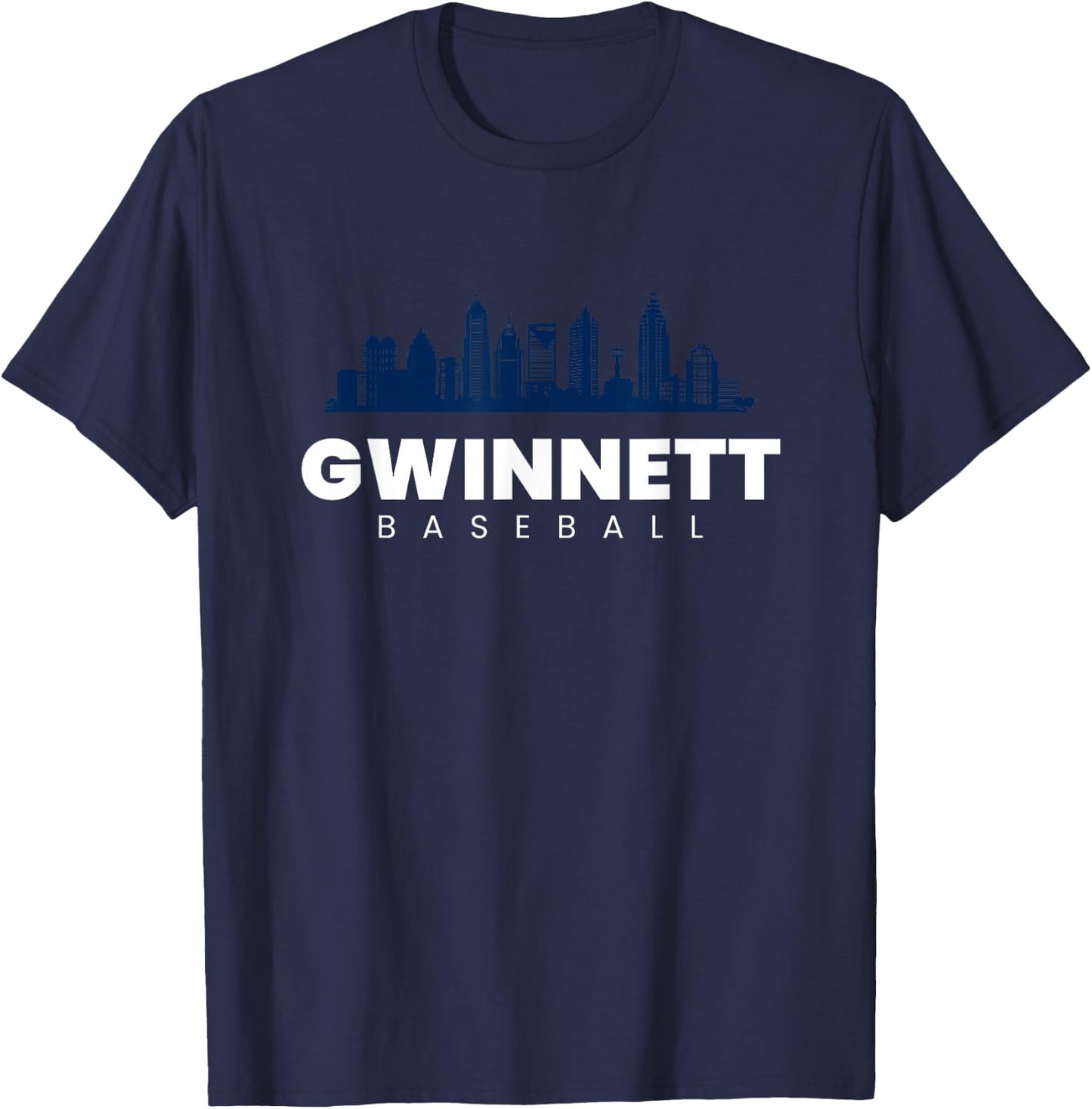 Gwinnett Baseball Vintage City Skyline Retro Baseball Lover T-Shirt - T-Shirt | Navy