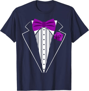 Kids Adult Purple Bowtie Tuxedo, Toddler Costume Youth Tux T-Shirt - T-Shirt | Navy
