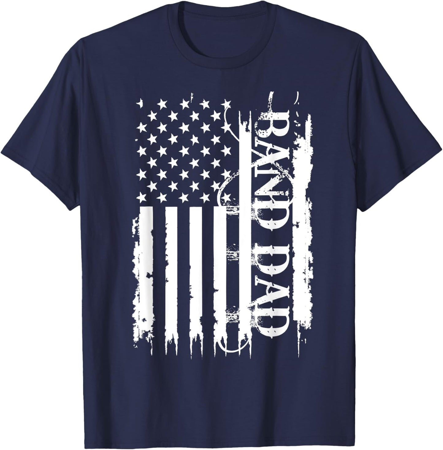 Band Dad United States Distressed w US Flag T-Shirt - T-Shirt | Navy
