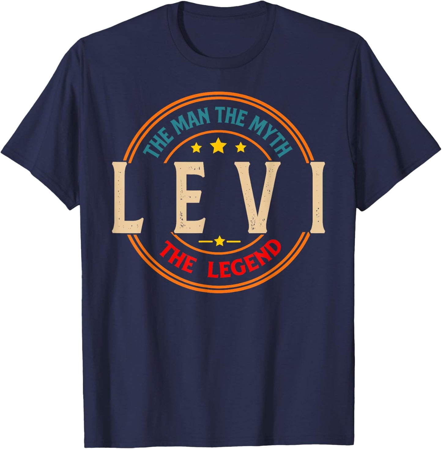 LEVI The Man The Myth The Legend Vintage Personalized T-Shirt - T-Shirt | Navy