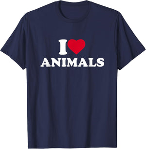 I Love Animals I Heart Animals Lover T-Shirt - T-Shirt | Navy
