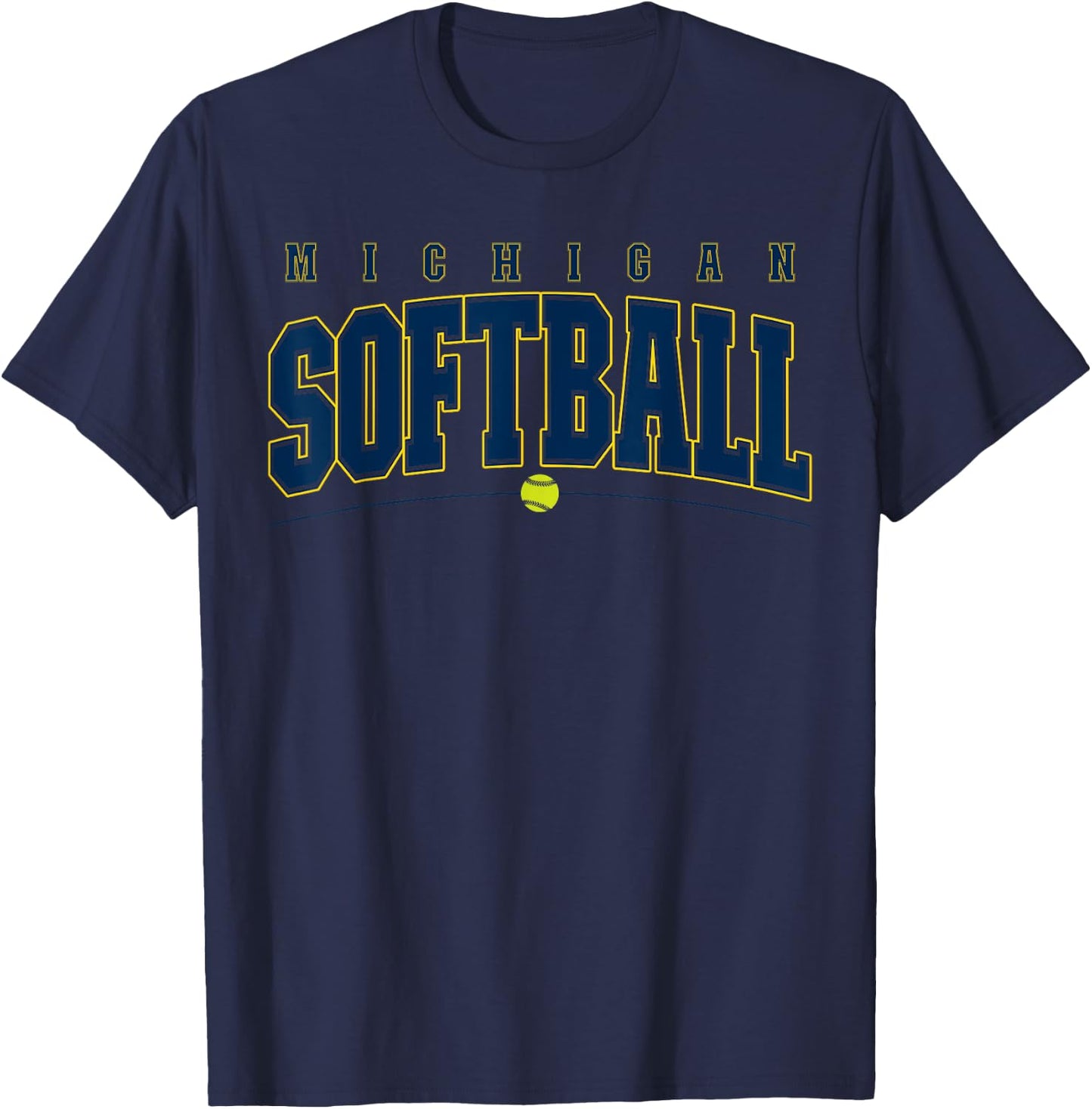 Michigan Softball Vintage Kids Team Retro Softball Fan T-Shirt - T-Shirt | Navy