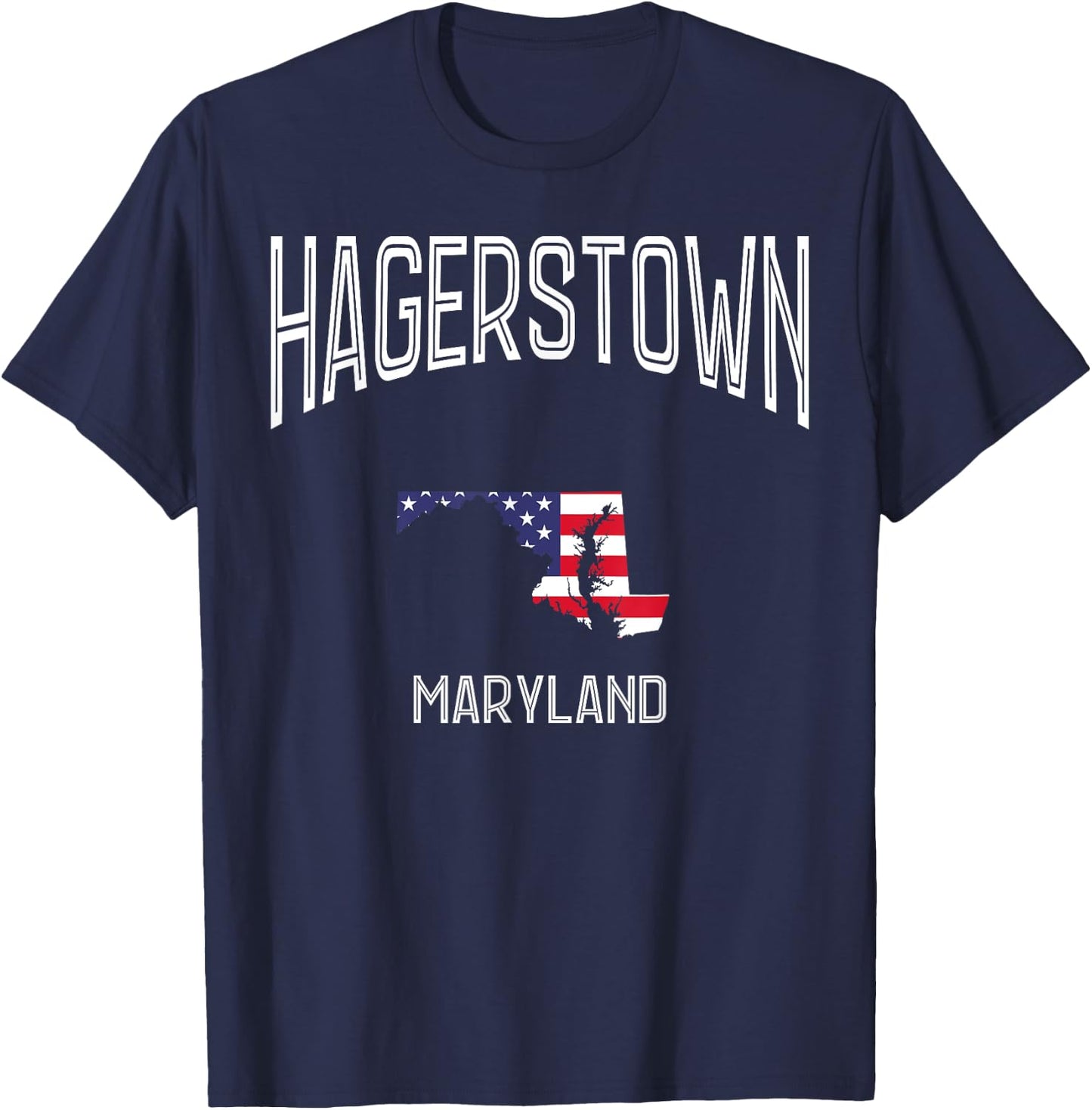 Hagerstown Maryland MD Throwback Vintage USA Flag T-Shirt - T-Shirt | Navy