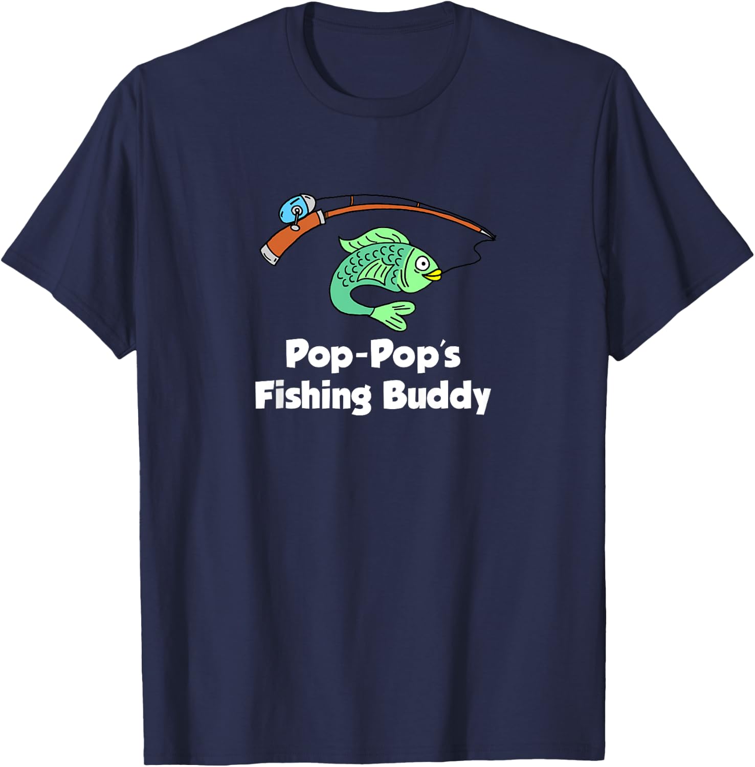 Pop-Pop's Fishing Buddy Grandson or Granddaughter Fish T-Shirt - T-Shirt | Navy
