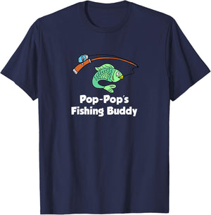 Pop-Pop's Fishing Buddy Grandson or Granddaughter Fish T-Shirt - T-Shirt | Navy