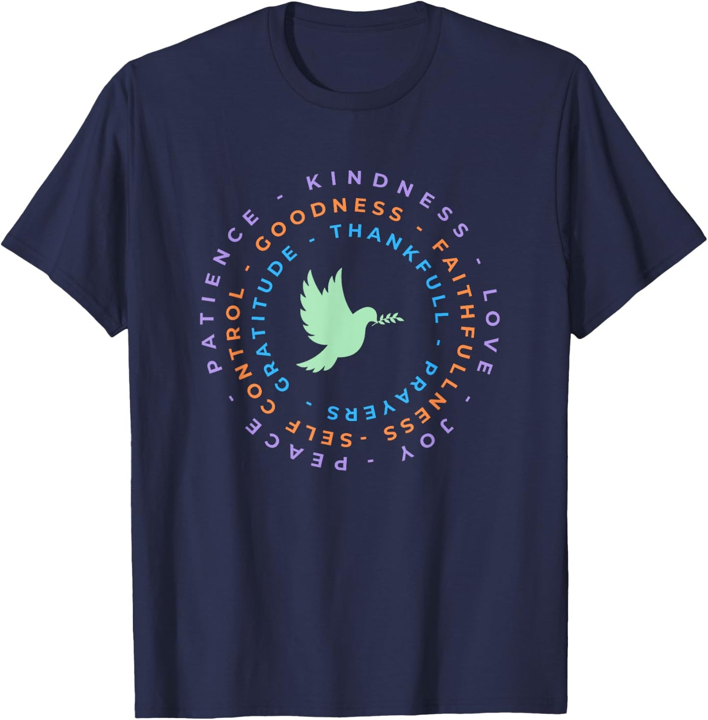 Kindness, Love, Joy, Patience, Peace, Thankful, Goodness T-Shirt - T-Shirt | Navy
